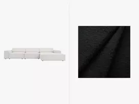 Boucle modulinė kampinė sofa - dešinė, Jodie, 4 sėdimos vietos, 284x166x70, juoda