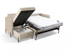 Kampinė Sofa lova - kairė su patalynės dėže, Gloria, 4 sėdimos vietos, 260x170x80, smėlio spalvos