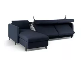 Kampinė Sofa lova - kairė su patalynės dėže, Gloria, 5 sėdimos vietos, 280x170x80, mėlyna