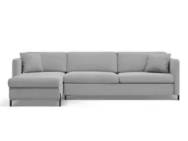 Kampinė Sofa lova - kairė su patalynės dėže, Gloria, 5 sėdimos vietos, 280x170x80, šviesiai pilka