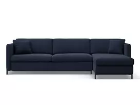 Kampinė Sofa lova - dešinė su patalynės dėže, Gloria, 5 sėdimos vietos, 280x170x80, mėlyna