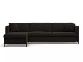 Kampinė Sofa lova - kairė su patalynės dėže, Gloria, 5 sėdimos vietos, 280x170x80, tamsiai pilka