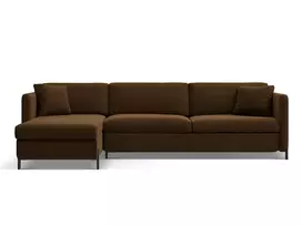 Velvet kampinė sofa - kairė lova, Gloria, 4 sėdimos vietos, 260x170x80, šokolado spalvos