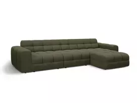 Velvet kampinė sofa - dešinė, Kendal, 5 vietų, 357x173x79, Amazon Green