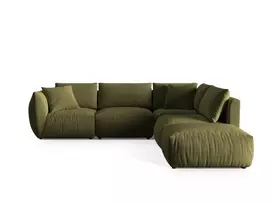 Velvet modulinė kampinė sofa - dešinė, Chris, 4 vietų, 295x290x80, šviesiai žalia