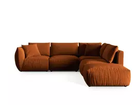 Velvet modulinė kampinė sofa - dešinė, Chris, 4 sėdimos vietos, 295x290x80, terakota