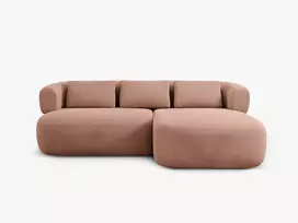 Velvet kampinė sofa - dešinė, Jenny, 5 vietų, 200x145x73, rožinė