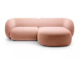 Velvet modulinė kampinė sofa - dešinė, Kate, 2 sėdimos vietos, 255x176x76, rožinė