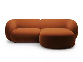 Velvet modulinė kampinė sofa - dešinė, Kate, 2 sėdimos vietos, 255x176x76, terakota