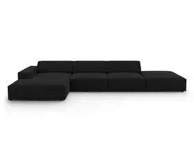 Modulinė kampinė sofa - kairė, Jodie, 5 sėdimos vietos, 341x166x70, juoda