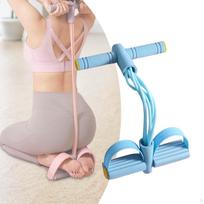 Elastic Pedal Puller Resistance Band Ankle Full Body Workout Tension Rope 6 Tube Pull violetinė