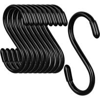 12 vnt. Juodi Metaliniai S formos Kabliukai 8 cm Sunkiosios apkrovos S formos Kabliukai Rūdims Atsparūs Vinilu Dengti S formos Kabliukai Spinta 12PCS