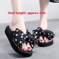 Fashion Women Summer Beach Flip Flops Bowknot Wedges Slippers Ladies Fashion Slides Soft EVA Platform Shoes Female High Heel Sandals 5(22cm)