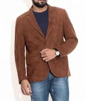 Party Work Wear Formal Brown Men's Suede Leather Blazer Genuine Soft Handmade S ruda