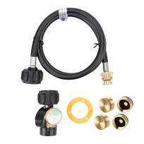 Gas Grill Pressure Gauge Kit with 4FT Hose and Fittings, Compatible 1lb 20lb QCC1 Type 1 Tanks for BBQ, RV, Camping