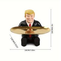 1pc Donald Trump Hand-Held Tray , Resin Crafted, Golden Chrome Base, Perfect for Keys, Jewelry Display in Living Room, Bedroom, Study One-size juoda