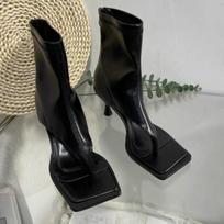 Fashion Stiletto Clip-in Herringbone Toe Square Toe Sandals Women's High Heel Cold Boots All-match Booties Summer 36 juoda