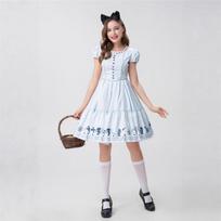 Halloween Alice in Wonderland Alice Maid Blue Dress Cosplay Costume S
