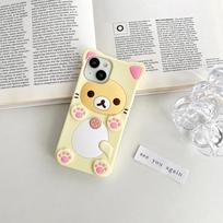 3D Animacinis Kawaii Rilakkuma Meškiukas Minkštas Silikoninis Dangtelis iPhone 16 15 14 13 12 Mini 11 Pro X XS Max XR 6 6S 7 8 Plus SE Galinis Dangtelis For iPhone 16 Pro Max smėlis