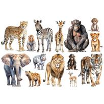 Pasidaryk pats safari gyvūnų sienų lipdukai vaikų kambario dekoravimui Tigras Dramblys Zebra Atogrąžų miškai Savana Darželio lipdukai Kalėdinės dovanos 27x83cm