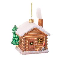 Iš stiklo rankų darbo eglutės papuošimas 10 cm Christmas Cabin – Sass & Belle
