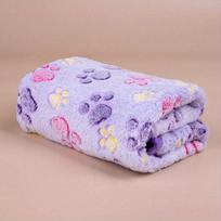 1 pakuotė Violetinė šunų letenėlės rašto vilnos antklodė, minkšta augintinio antklodė mažiems/vidutiniams/dideliems šunims ir katėms, plona vasarai M violetinė