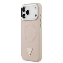 Guess PU Leather Triangle Logo MagSafe dėklas skirtas Apple iPhone 17 Pro Max rožinės spalvos