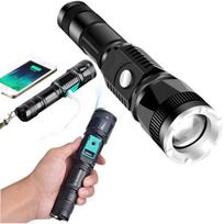Taktinis LED žibintuvėlis CREE XML-T6 ZOOM su maitinimo baterija