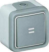 Switch Plexo IP 55 - 2-way + indicator - 10 AX - 250 V - surface mounting -grey 069712 | 3245060697129