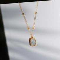 Titano plieno veidrodinis vėrinys moterims, vintažinis prancūziško reljefo, magiškas veidrodis, rožės žiedo kvadratinis pakabukas, apsiausto grandinėlė, megztinio grandinėlė, madingi papuošalai
