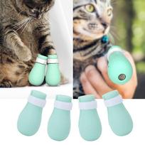 4PCS Silicone Cat Shoes Anti Scratch Pets Paw Protector Claw Cover for Bath Grooming Medicine Feeding Supplies(Shoe