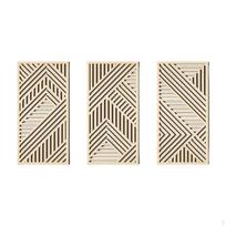 3 vnt. sienos meno dekoras Medinis tuščiaviduris lengvas skydas Geometrija Boho dekoracija Kabinamas Line