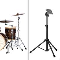 Reguliuojamas metalinis stovas elektroniniams būgnų pultams su tvirtinimo plokšte Black