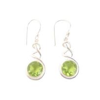 Natural Peridot Gemstone 925 Sterling Silver Jewelry Dangle/Drop Earrings 1.67  CE-14-5