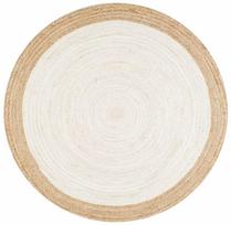 Džiuto natūralus rankų darbo kilimas Apvalus natūralus kilimas bet kokiai erdvei Rustikinis dekoras bet kokiai erdvei 60 cm x 60 cm (2x2 feet) smėlis/balta