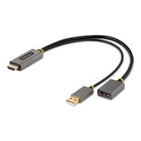 StarTech.com 1ft (30cm) HDMI to DisplayPort Adapter Cable, Active 4K 60Hz HDMI 2.0 to DP 1.2 Converter, HDR, USB Bus Powered, Connects HDMI Source to DisplayPort Monitor for Laptops/PC