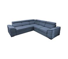 Universali kampinė išskleidžiama sofa su talpia daiktų dėže GRANADA mėlyna