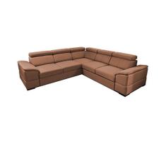 Universali kampinė išskleidžiama sofa-lova su daiktų laikymo vieta GRANADA ruda