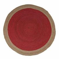 Džiuto apvalus kilimas Natūralus rankų darbo kilimas bet kokiai erdvei Kaimiškas dekoras bet kokiai erdvei 60 cm x 60 cm(2x2feet) smėlis/raudona