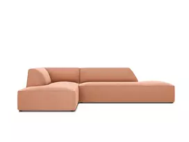 Velvet modulinė kampinė sofa - kairė, Ruby, 4 sėdimos vietos, 273x180x69, rožinė