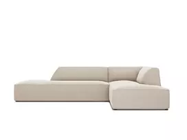 Velvet modulinė kampinė sofa - dešinė, Ruby, 4 vietų, 273x180x69, smėlio spalvos
