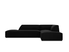 Velvet modulinė kampinė sofa - dešinė, Ruby, 4 sėdimos vietos, 273x180x69, juoda