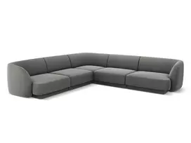 Velvet u formos kampinė sofa, Miley, 5 vietų, 255x255x70, šviesiai pilka