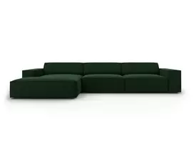 Velvet modulinė kampinė sofa - kairė, Jodie, 4 sėdimos vietos, 284x166x70, butelio žalia
