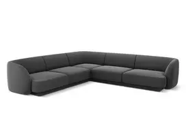 Velvet u formos kampinė sofa, Miley, 5 vietų, 255x255x70, pilka