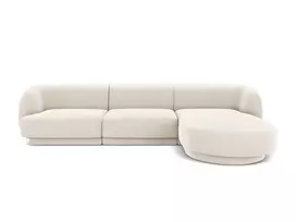 Velvet kampinė sofa - dešinė, Miley, 4 vietų, 255x156x70, šviesiai smėlio spalvos