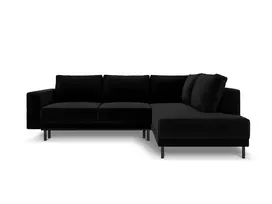 Velvet kampinė sofa - dešinė lova, Caro, 5 sėdimos vietos, 247x187x90, juoda