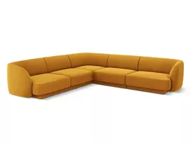 Velvet u formos kampinė sofa, Miley, 5 vietų, 255x255x70, geltona