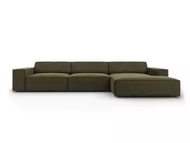 Velvet modulinė kampinė sofa - dešinė, Jodie, 4 sėdimos vietos, 284x166x70, žalia