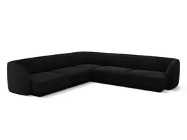 Velvet u formos kampinė sofa, Miley, 5 vietų, 255x255x70, juoda